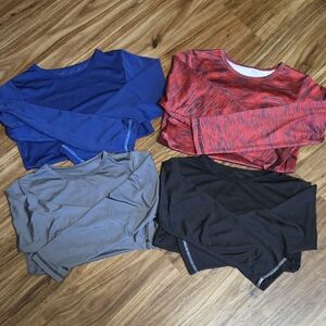Lot Of Size Medium Kids Dry-Fit Long Sleeve Shirts - Blue, Red, Gray, Black